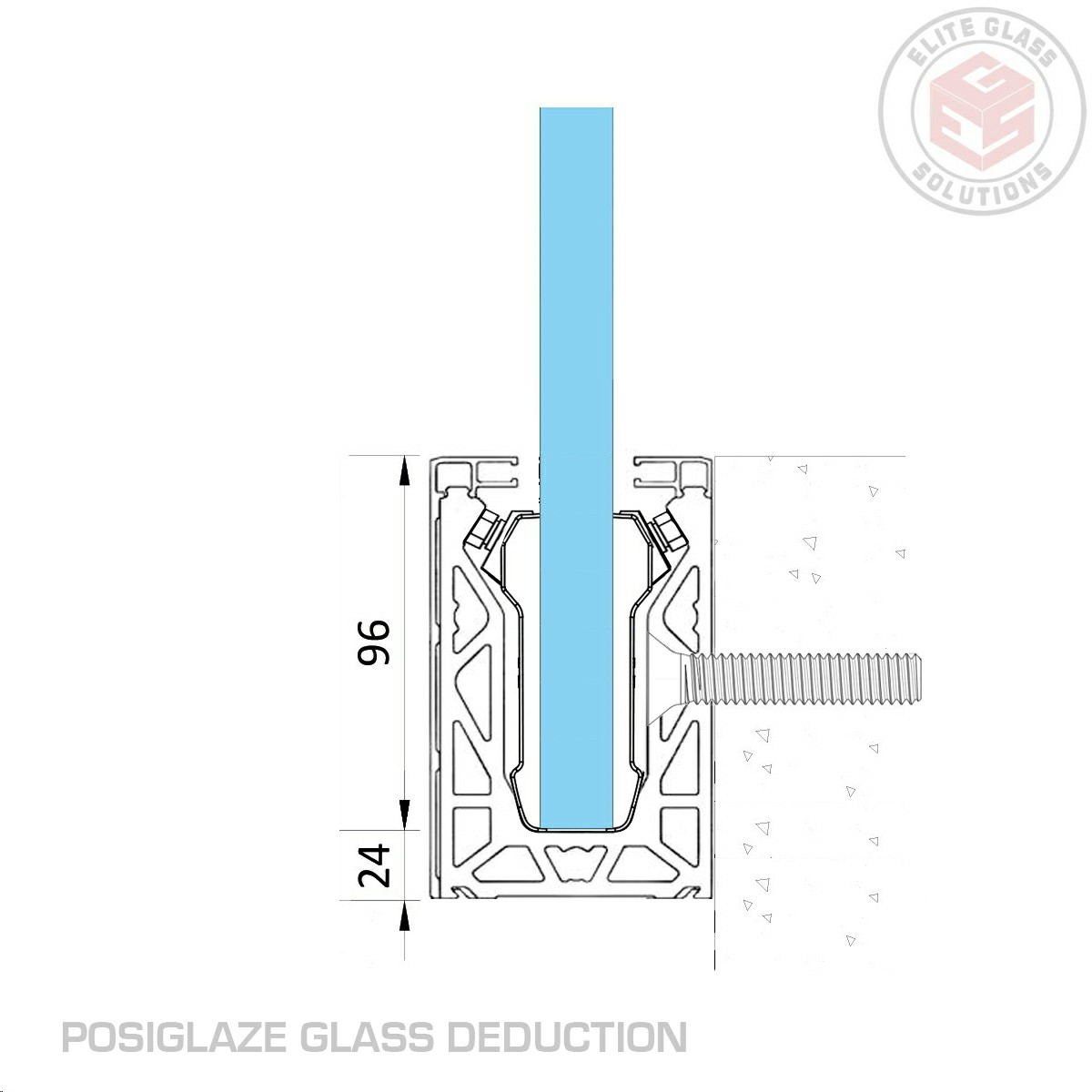 Posi Glaze Channel Sided Drilled 3m Brushed Black Elite Glass posi-glaze-channel-sided-drilled-3m-brushed-black-elite-glass